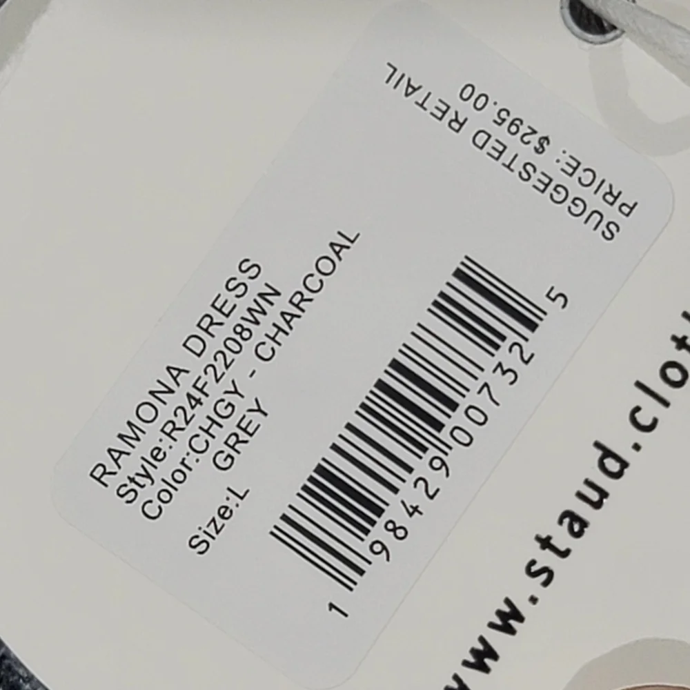 STAUD Ramona Ribbed Wool Blend Midi Dress Grey Charcoal Size Large NWT - Picture 6 of 11